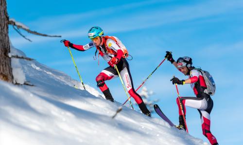 Hochkönig Erztrophy in Bischofshofen: Drei Top-Ten-Resultate für ÖSV Skibergsteiger © Fotograf / Bernhard Hörtnagl (www.fhb-photo.com) / Links: Christian Hoffmann, und Daniel Zugg im Individualbewerb. Hochkönig Erztrophy in Bischofshofen: Drei Top-Ten-Resultate für ÖSV Skibergsteiger