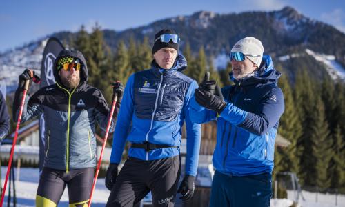 © Fotograf / Philip Platzer / nordic skills day – vlnr.: Daniel Mesotitsch, Julian Eberhard, Christoph Sumann nordic skills: Biathlon mit Profis in Saalfelden erleben
