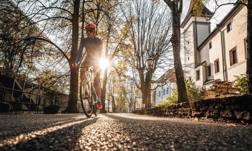 © Fotograf / Jens Scheibe / Raus aus der Stadt, rein ins Grüne: Im Welser Umland wartet eine Vielzahl an feinen Rennradtouren – von Elitefahrern erprobt und vorgeschlagen. Stadt, Land, Fluss – die Rennradregion Wels