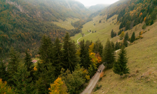 © Tourismusregion / Tourismusverband Kaiserwinkl / Von Kössen in der Tiroler Region Kaiserwinkl geht es durch das Klausenbachtal – beeindruckende Ausblicke auf das Kaisergebirge inklusive. Top 20 Graveltouren 2026